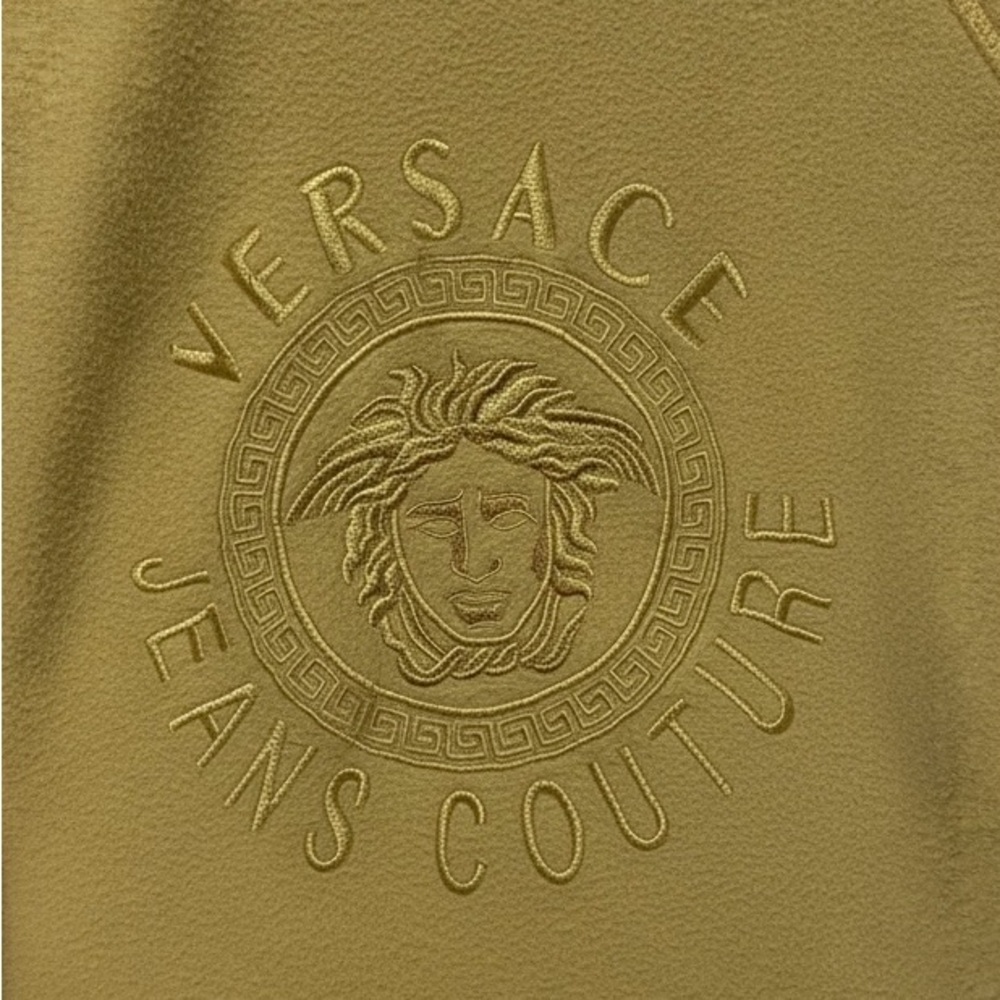 Vintage Versace Men's Sweater in Bold Yellow